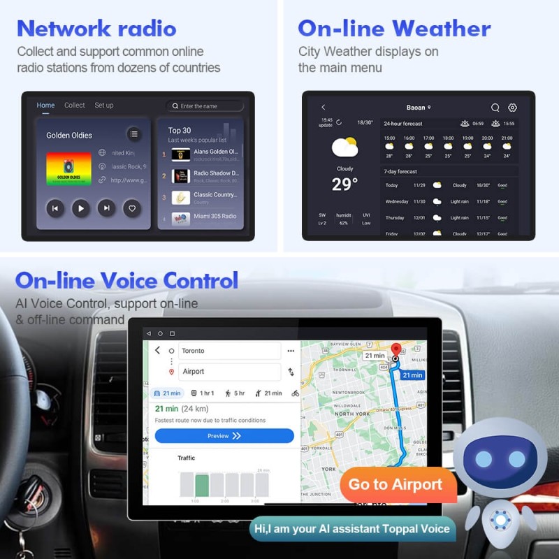 ISUDAR 2K 13.1'' Carplay Android 12 Car Multimedia Radio Player For Toyota Land Cruiser Prado 120 2002-2009