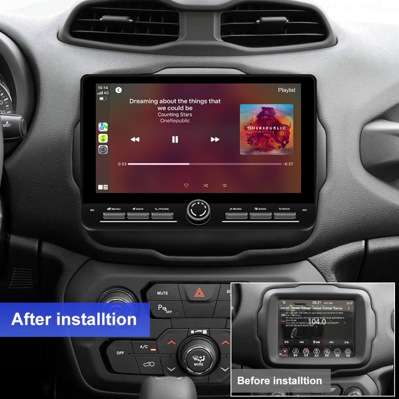 10 inch Android 14 New Design Angle Key 2.0 Touch Screen Car Radio Button Car Stereo For Jeep Renegade 2014-2022