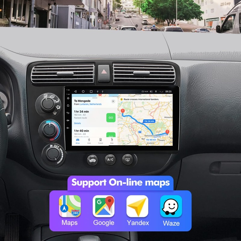 NEW! Android 10-Android 13 QLED Android Auto 9” Car Radio For Honda Civic 2001-2005