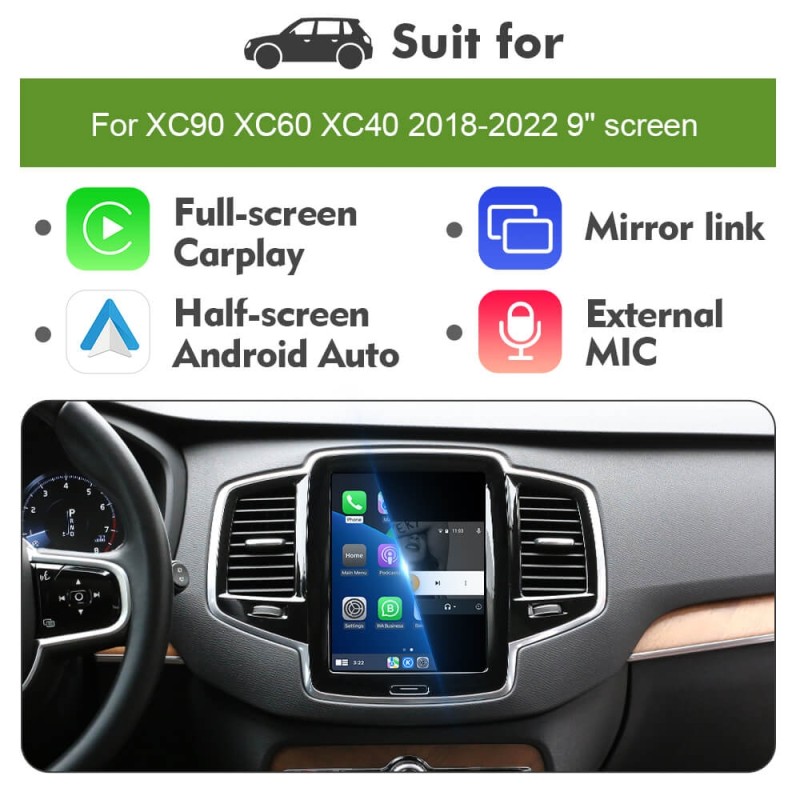 ISUDAR V2 Apple Carplay Kit Module for Sensus upgrade Volvo XC90/XC60/XC40/S90/S60/V60 Full Vertical Screen Seamless Connectivity