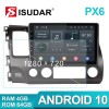 Isudar Voice control PX6 Android 10 Auto Radio For Honda Civic 2006 2007 2008-2012
