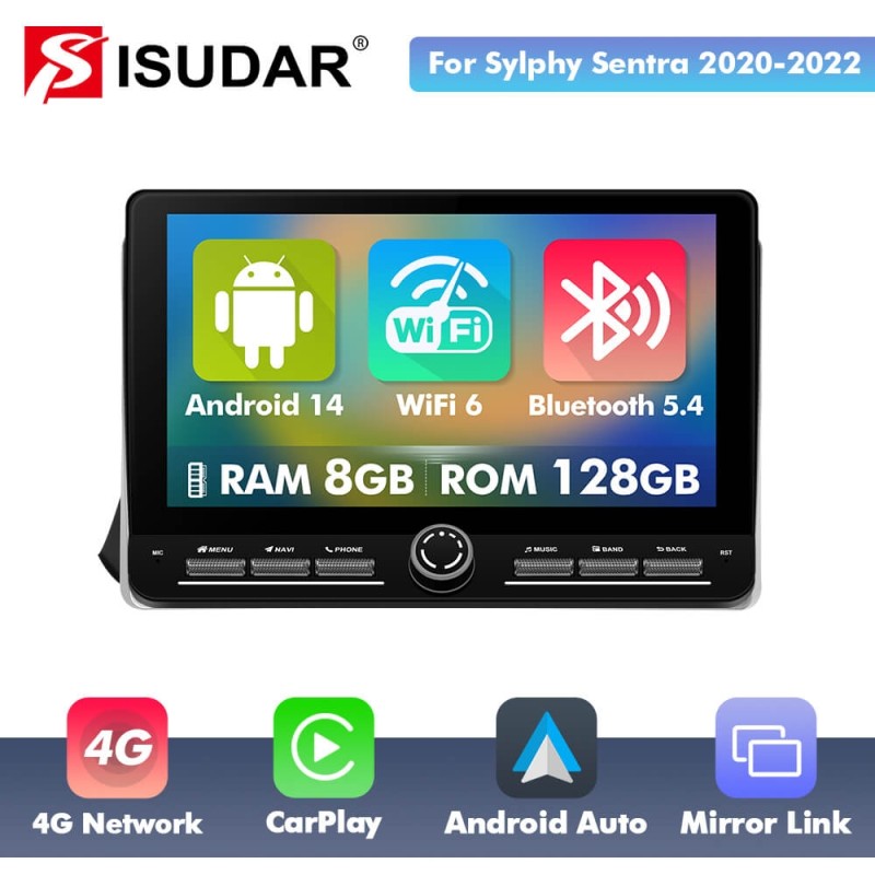 10 inch Android 14 New Design Angle Key 2.0 Touch Screen Car Radio Button Car Stereo For Nissan Sylphy Sentra 2020-2022