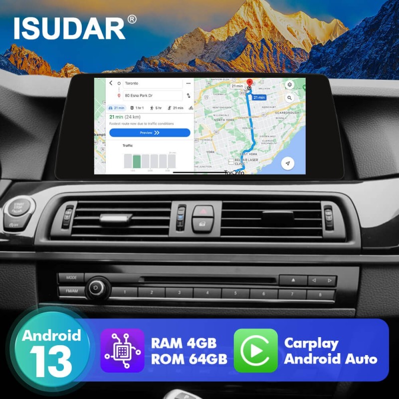ISUDAR 10.33"Android 13 Car radio For BMW 5 Series F10/F11 2011-2012 CIC