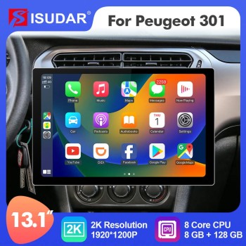 ISUDAR 2K 13.1 Inch 8 Core Android 12 Car Radio For Citroen/Elysee/Peugeot 301 2013 2014-