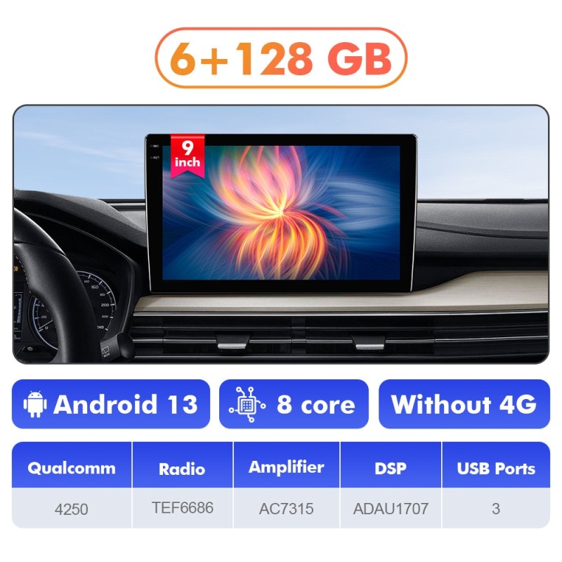 Q6 Qualcomm Android 13 For Universal screen 9" 10.1" multimedia car radio DSP ADAU