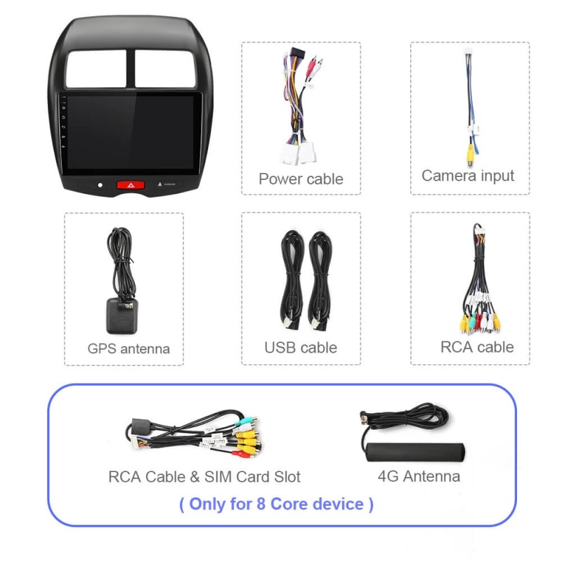 T72 Android 12 8 Core Carplay Car Radio For Mitsubishi ASX 1 2010 2011 - 2016 C4 Peugeot 4008