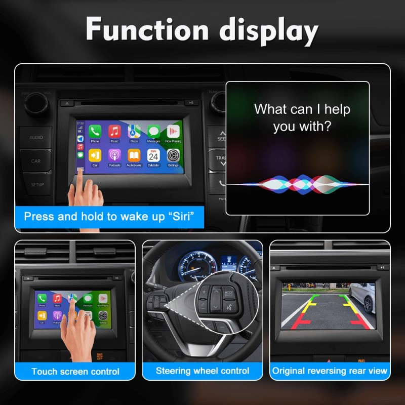 Wireless CarPlay & Android Auto Receiver Smart Box for Toyota 2014-2019 Corolla/Prius/RAV4/Highlander/Sienna/Tacoma/Yaris/Avalon/Tundra/Verso/Camry with Touch2 & Entune2.0