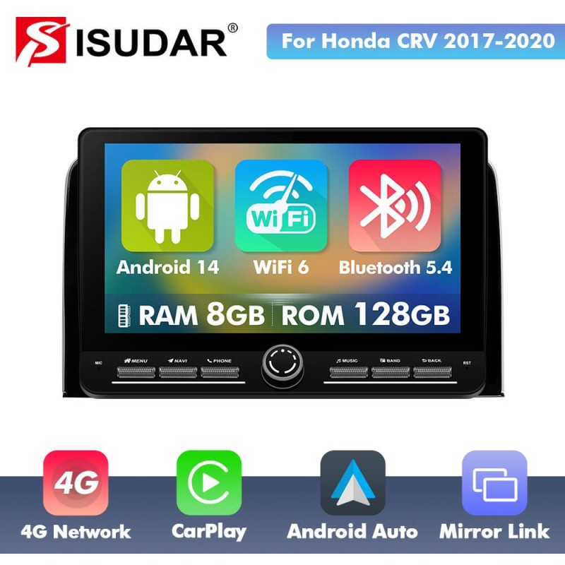 10 inch Android 14 New Design Angle Key 2.0 Touch Screen Car Radio Button Car Stereo For Honda CRV 2017-2020