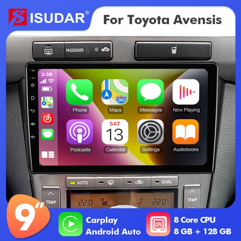 ISUDAR T72 Android 10 Car Radio for Toyota Avensis 2003 – 2009 Multimedia Player Navigation GPS Carplay Stereo Auto Headunit