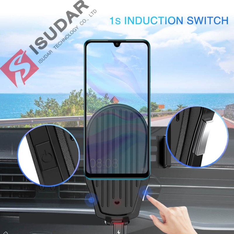 ISUDAR Qi 10W Car Wireless Charger For iPhone/Samsung/HUAWEI Mate