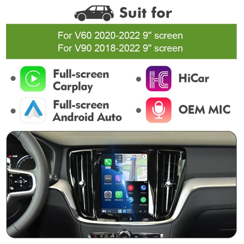 ISUDAR V2 Apple Carplay Kit Module for Sensus upgrade Volvo XC90/XC60/XC40/S90/S60/V60 Full Vertical Screen Seamless Connectivity
