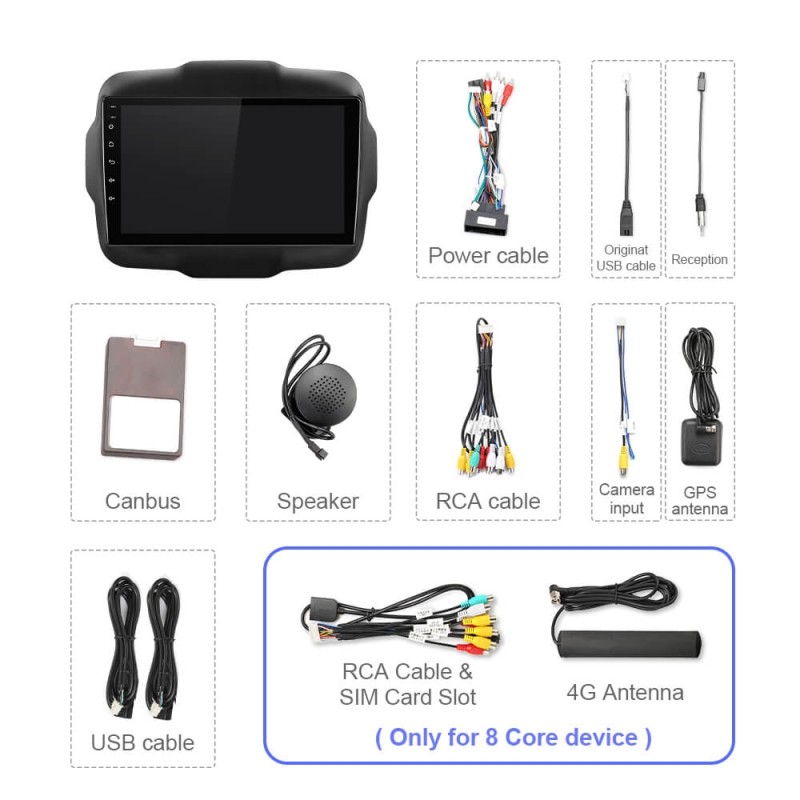 T72 RAM 6G ROM 128G Auto radio For Jeep Renegade 2014 2015 2016 2017 2018