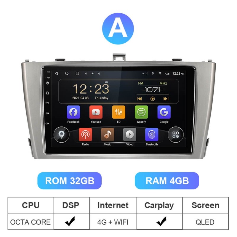 ISUDAR T72 QLED Android 10 Car Multimedia Radio For Toyota Avensis GPS Stereo System Voice Control 8 Core RAM 8G FM 4G no 2din