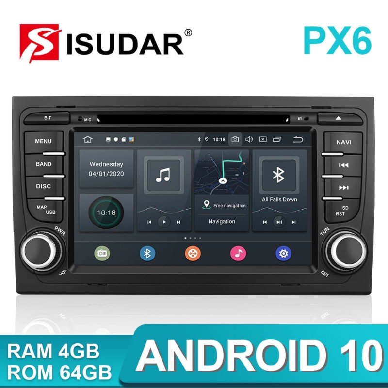 Clearance Sale！Isudar PX6 2 Din Android 10 Car Multimedia Player GPS DVD For Audi A4 A6