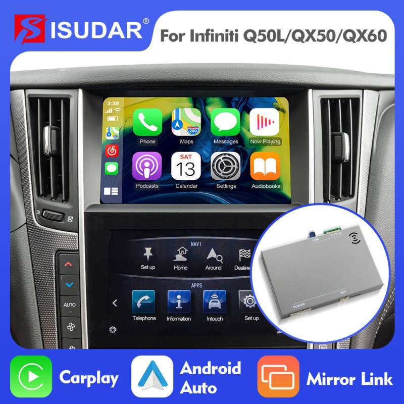 ISUDAR Carlinkit Wireless Carplay Android Auto Kit For Infiniti Q50L/QX50/QX60/Nissan/Patrol  Car Multimedia Play Box
