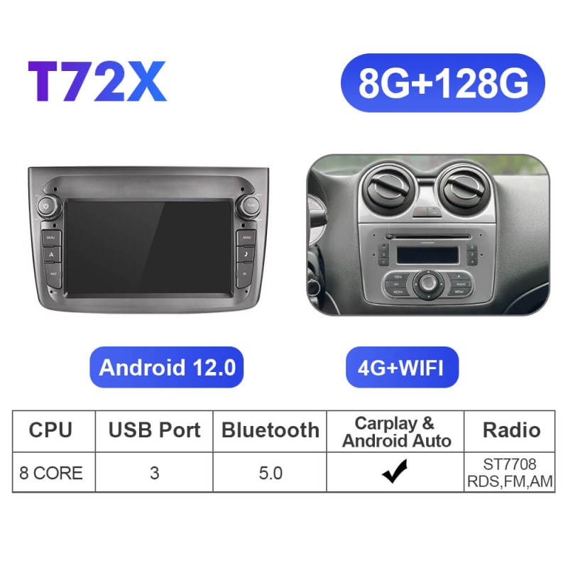 ISUDAR Android 12 Upgrade T72 4G Car Radio For Alfa Romeo Mito 2008-