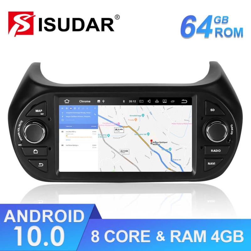 ISUDAR 1 Din Auto radio Android 10 Octa core For FIAT/Fiorino/Qubo/Citroen/Nemo/Peugeot/Bipper