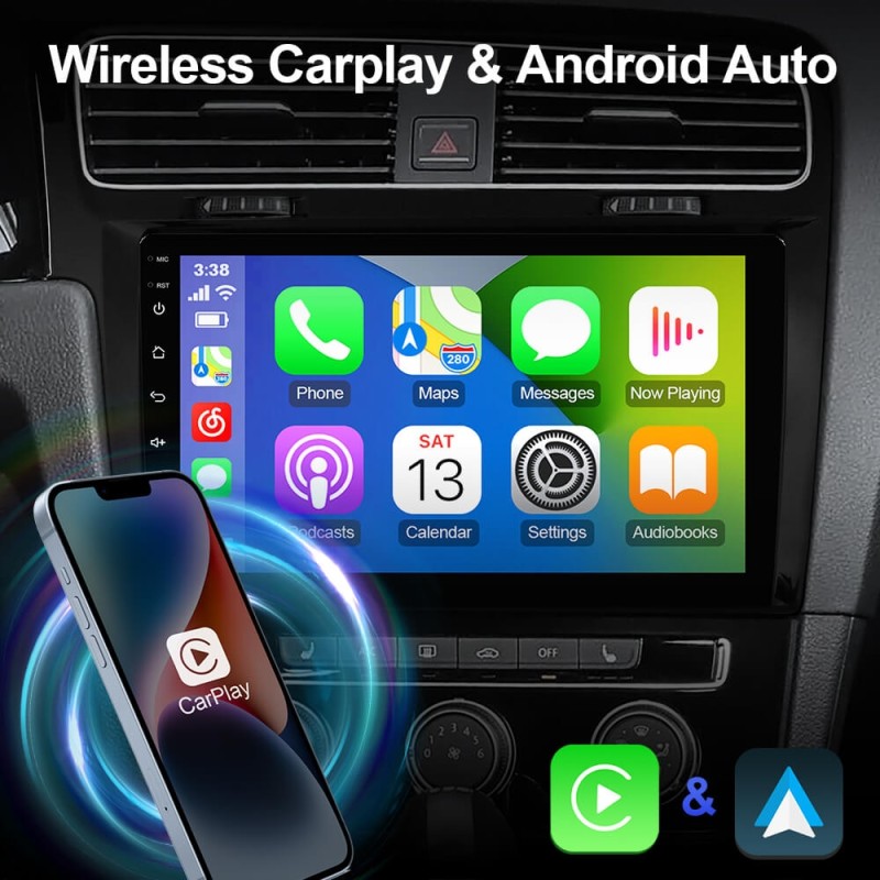 T72 QLED Wireless Carplay 10” Car Radio For VW/Volkswagen/Golf 7 2013-
