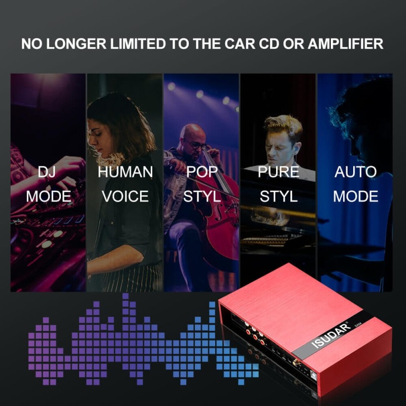 ISUDAR Plug and play DA04 Auto Stereo DSP Amplifier 4 channels input