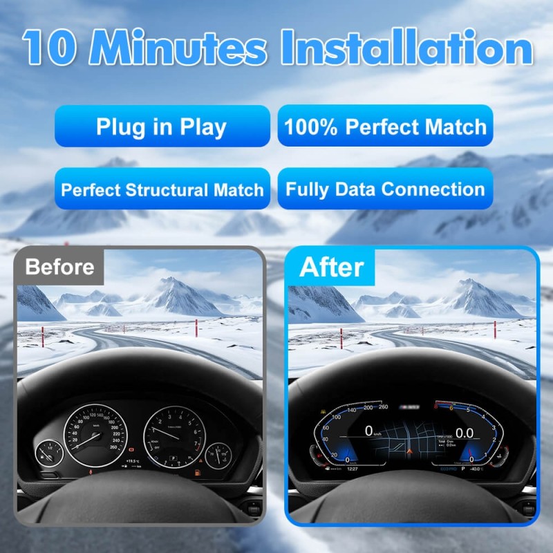 For BMW 3/4 Series F30/F31/F34/F35 Digital Carplay dashboard Instrumental Cluster Speedometer Screen