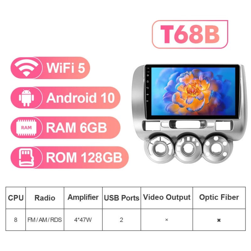 NEW! Android 13 Car Radio For Honda Fit Jazz 2002-2007 Multimedia Video Player Navigation GPS 4G