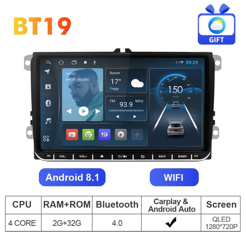 Isudar VW0907-T72/T68/T19 NEW UPGRADE! 9 Inch1 Din 1280*720P Auto Radio For Skoda/VW/Volkswagen/POLO/PASSAT/Golf/Tiguan/Jetta/Touran