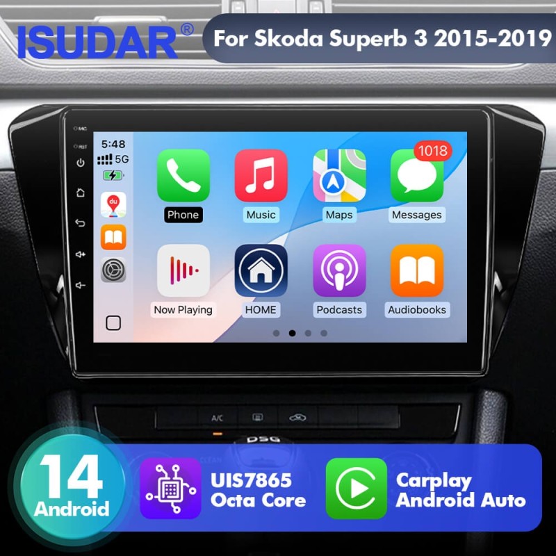 For Skoda Superb 3 2016- T75 Upgrade from T72 Android 14 UIS7865 Car Radio