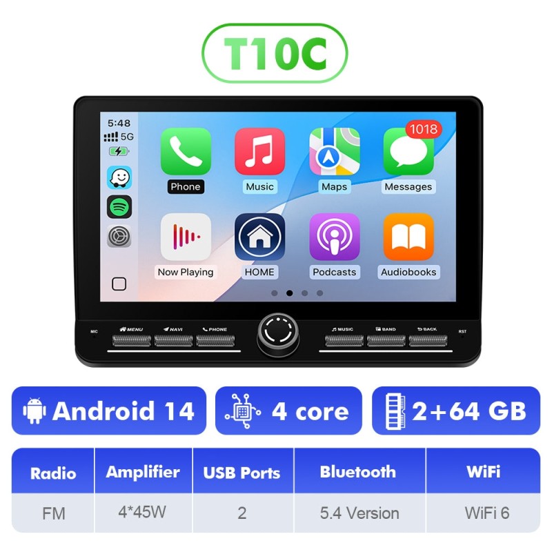 10 inch Android 14 New Design Angle Key 2.0 Touch Screen Car Radio Button Car Stereo For Mazda 6 2 3 GH
