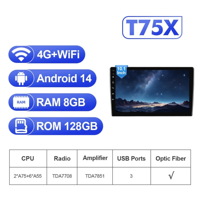 For Skoda Octavia A5 2007-2014 T75 Upgrade from T72 Android 14 UIS7865 Car Radio