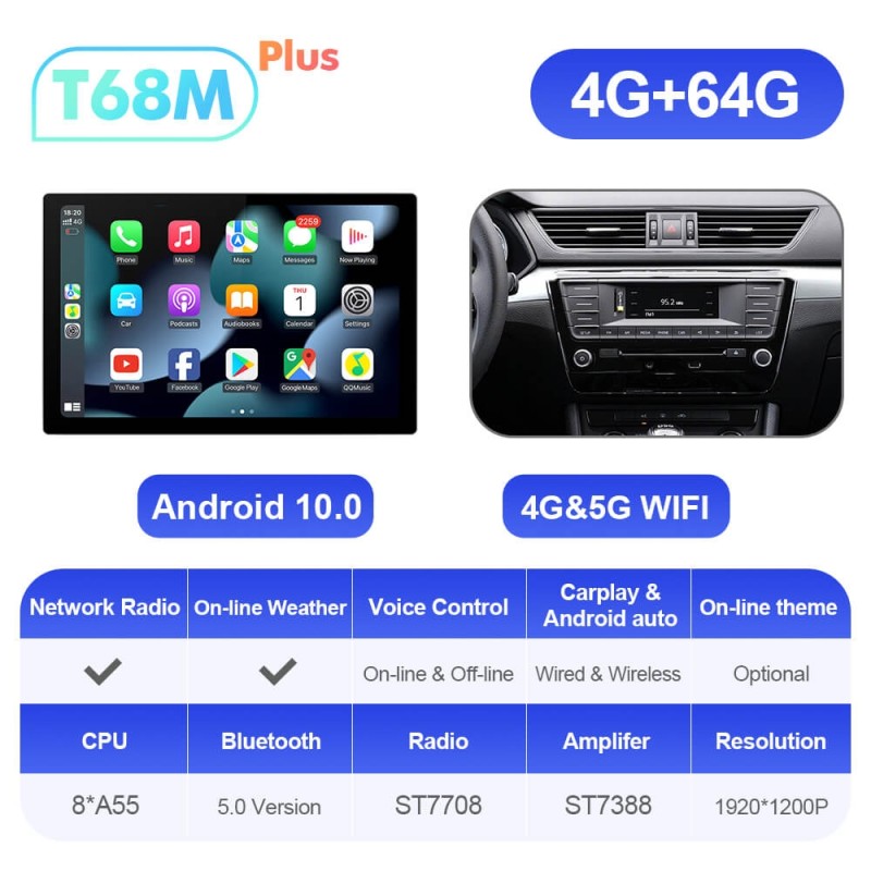 ISUDAR T72 2K 13.1 Inch 8 Core Android 12 Car Radio For Skoda Superb 3 2016-