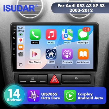 For Audi A3 RS3 8P S3 2003-2012 T75 Upgrade from T72 Android 14 UIS7865 Car Radio