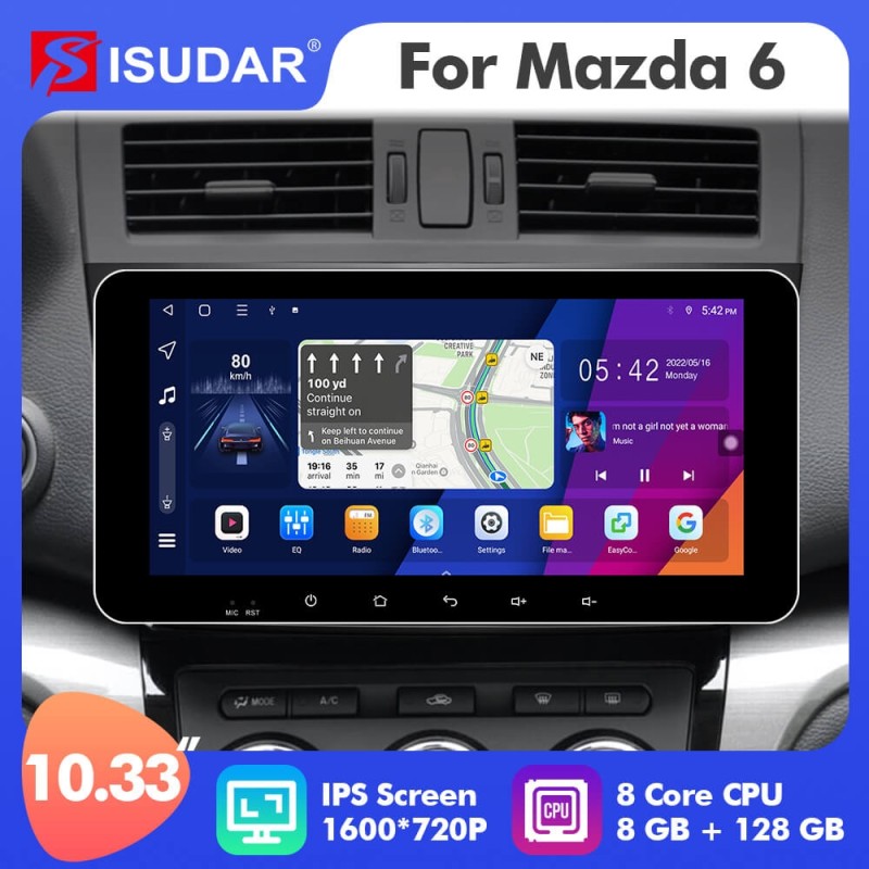 T72 10.33 Inch Apple Carplay Car Radio For Mazda 6 2 3 GH 2007-2012