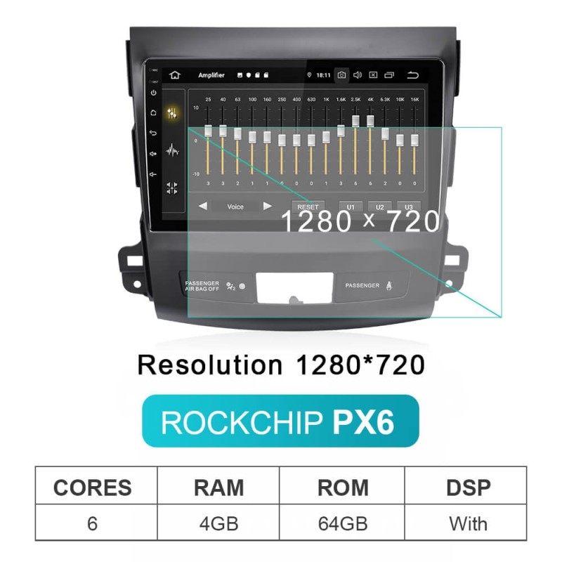 Isudar GPS 6 Core PX6 Android10 1 Din Auto Radio For Mitsubishi Outlander 2 2005-2011