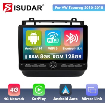 10 inch Android 14 New Design Angle Key 2.0 Touch Screen Car Radio Button Car Stereo For Volkswagen Touareg FL NF 2010 - 2018