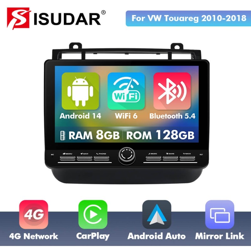 10 inch Android 14 New Design Angle Key 2.0 Touch Screen Car Radio Button Car Stereo For Volkswagen Touareg FL NF 2010 - 2018