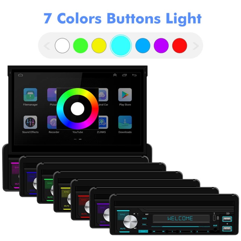 ISUDAR 1 Din Android 10 Car Radio 7" Retractable Screen Multimedia Video Player Carplay Android Auto Universal Car Audio No DVD