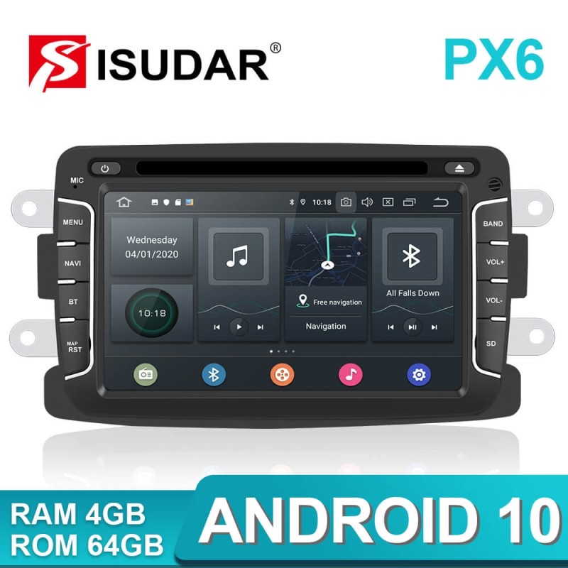 Isudar PX6 1 Din Android 11 Car Radio For Dacia/Duster/Renault/Xray 2/Logan