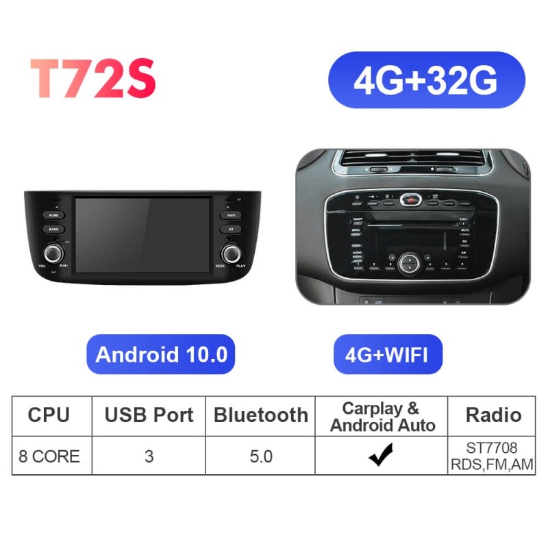 Isudar Upgrade T72 Car radio For Grande punto evo/ Fiat Linea/2012-2018