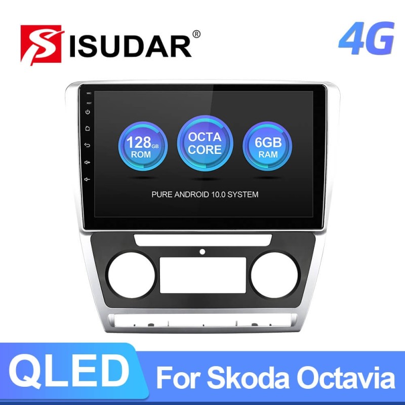 ISUDAR T72 4G SIM Card Android 10 Car Radio For Skoda Octavia A5 2009 2010 2012 2013