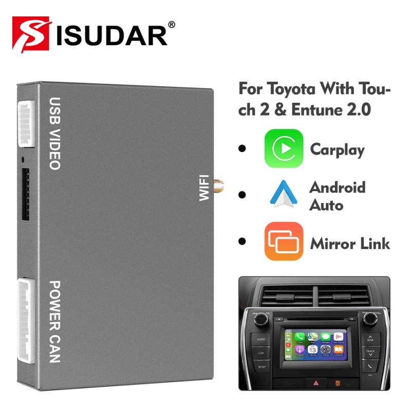 Wireless CarPlay & Android Auto Receiver Smart Box for Toyota 2014-2019 Corolla/Prius/RAV4/Highlander/Sienna/Tacoma/Yaris/Avalon/Tundra/Verso/Camry with Touch2 & Entune2.0