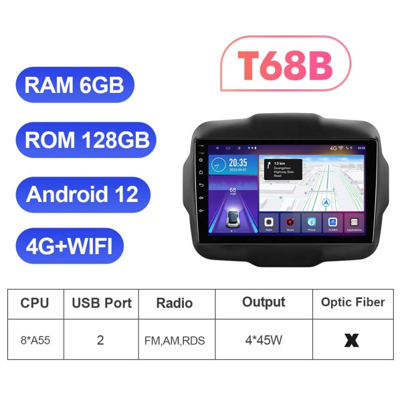 T72 RAM 6G ROM 128G Auto radio For Jeep Renegade 2014 2015 2016 2017 2018