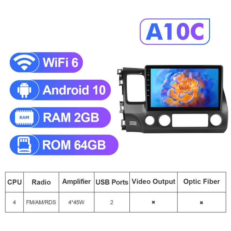 NEW! Android 13 Car Radio For Civic/Honda 2006-2009 2012 Multimedia Video Player Navigation GPS 4G
