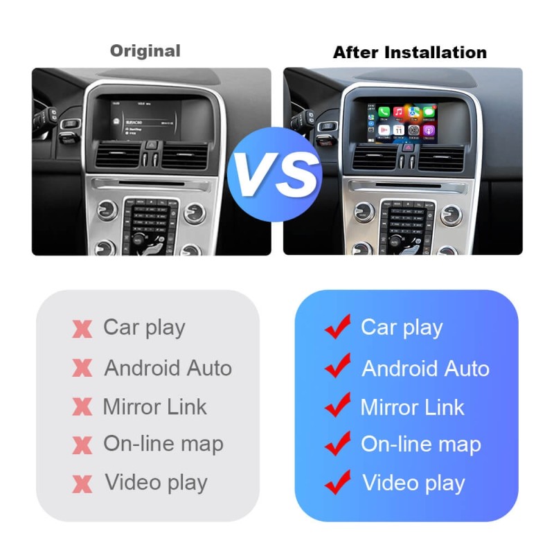 ISUDAR Apple Carplay For V40/V60/XC60/S60/S80L 7 inch 2015-2019 Full Screen