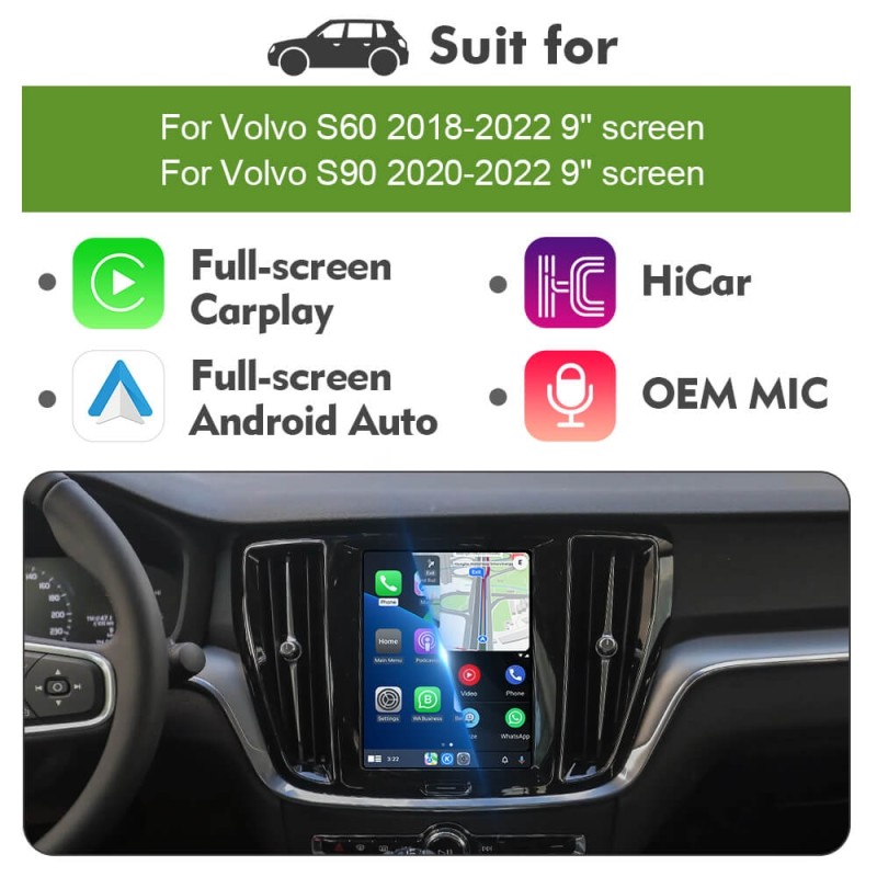 ISUDAR V2 Apple Carplay Kit Module for Sensus upgrade Volvo XC90/XC60/XC40/S90/S60/V60 Full Vertical Screen Seamless Connectivity