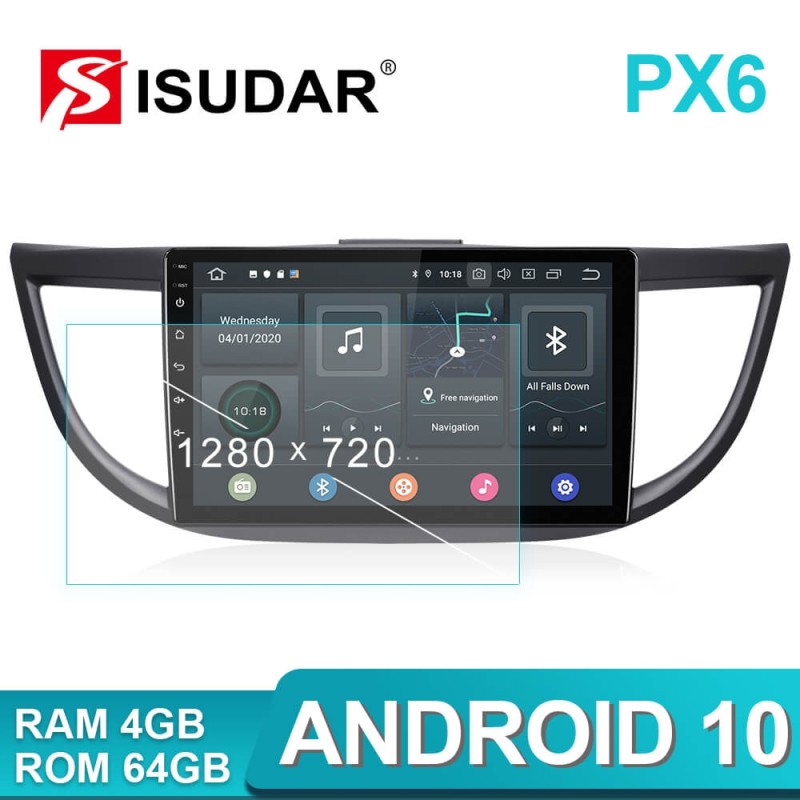 Isudar Voice control PX6 Android 10 Car Multimedia Auto Radio For Honda/CRV/CR-V 2012-2016