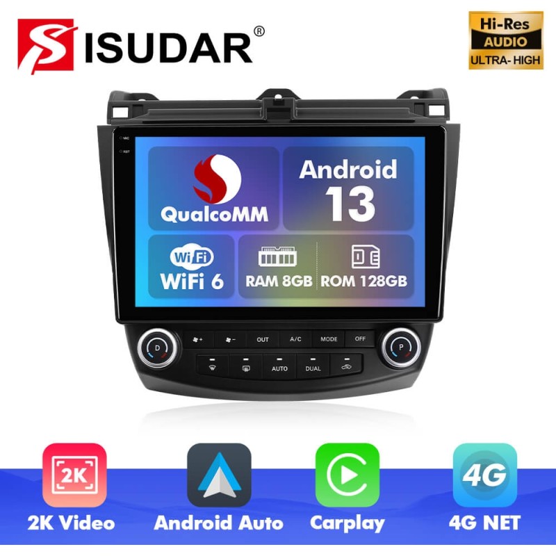 For Honda Accord 7 2003-2007 Q6 Qualcomm Android 13 10.1" screen music car radio DSP ADAU