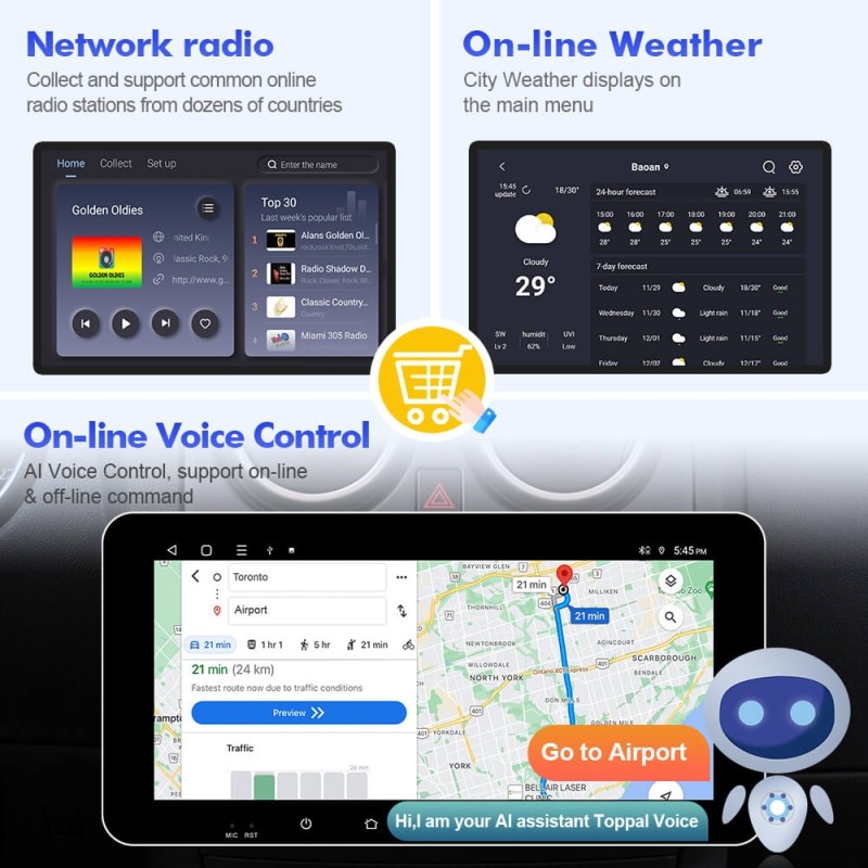 ISUDAR Android10 Universal Car Radio For Toyota/Honda/Nissan/Hyundai/Kia/VW Navigation Multimedia Player Headunit Carplay 4G WIFI No 2din DVD
