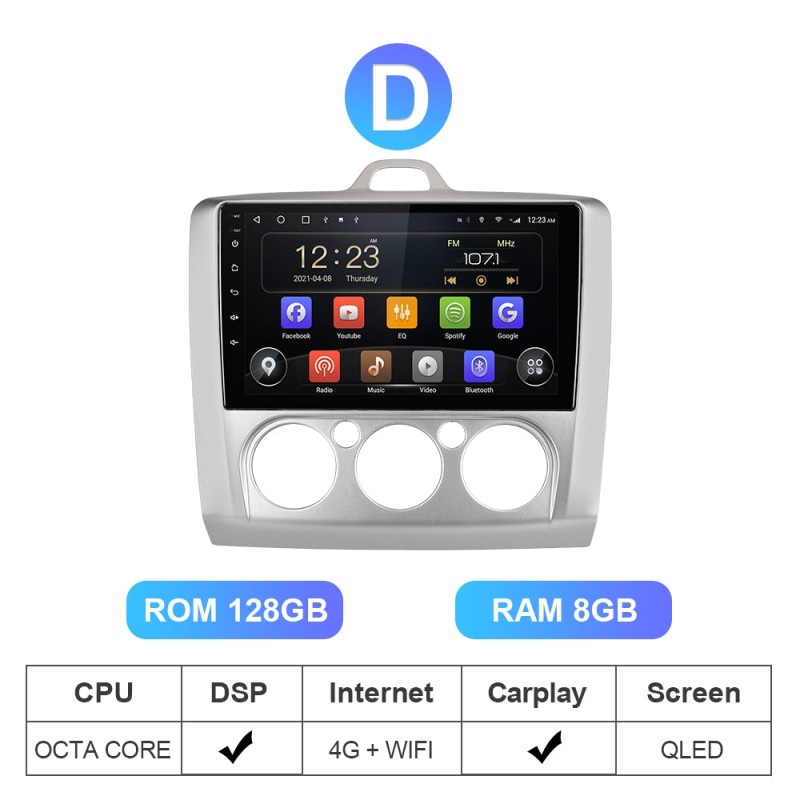 Isudar T72 Android 10 Auto Radio For Ford S-Max/Focus/mondeo/C Max
