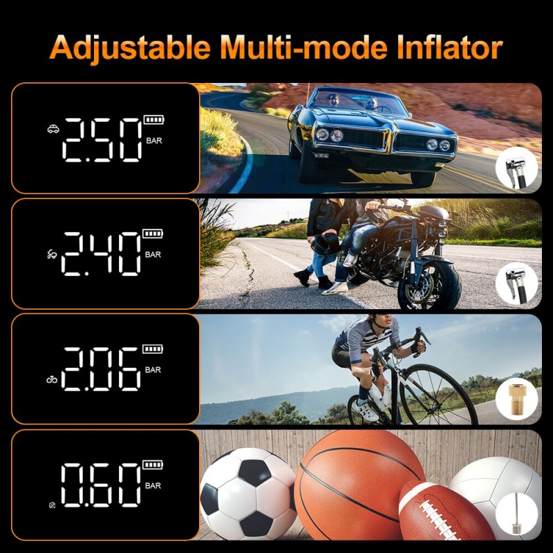 4 In 1 Car Jump Starter Tire Air Pump 600A 8800mAh Emergency Engine 150PSI Compressor Booster Starting Inflator Motor Bicycle