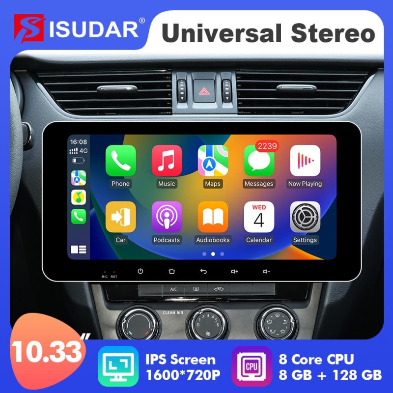 ISUDAR Android10 Universal Car Radio For Toyota/Honda/Nissan/Hyundai/Kia/VW Navigation Multimedia Player Headunit Carplay 4G WIFI No 2din DVD